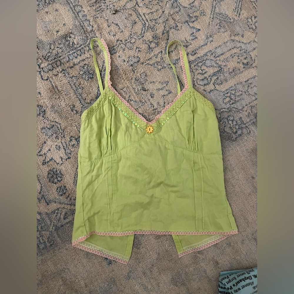 Handmade dainty green tank top size XS-S